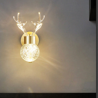Nordic Luxury Antler Bubble Crystal LED Wall Sconce Lamp