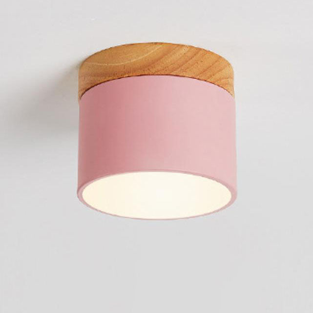 Scandinavian Macaroon Solid Color Log LED Flush Mount Ceiling Light