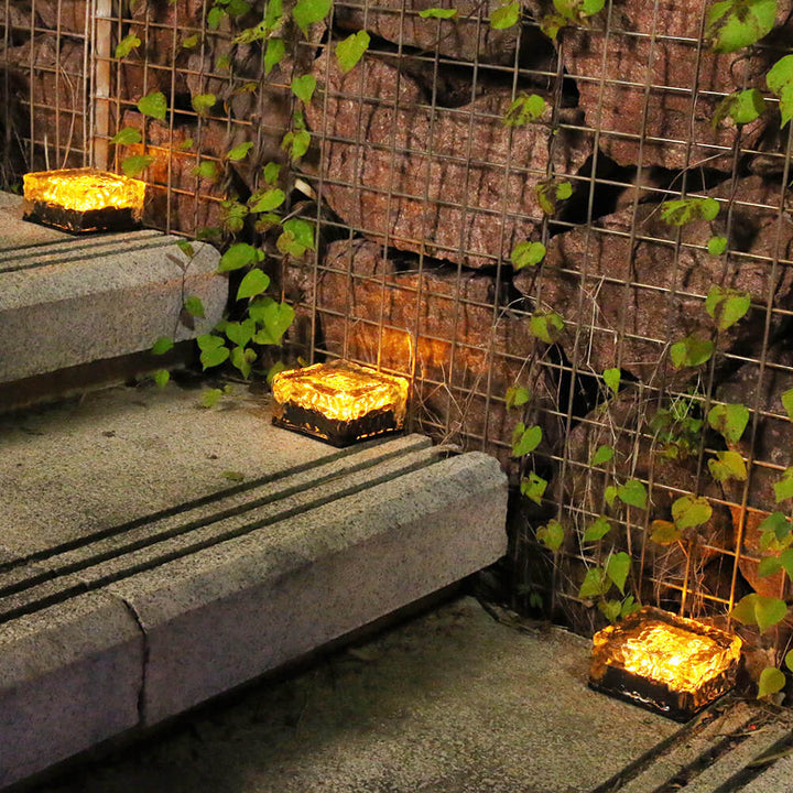 Solar-LED-Eisziegel Wasserdichtes Glas Bodenlicht Gartenlicht 