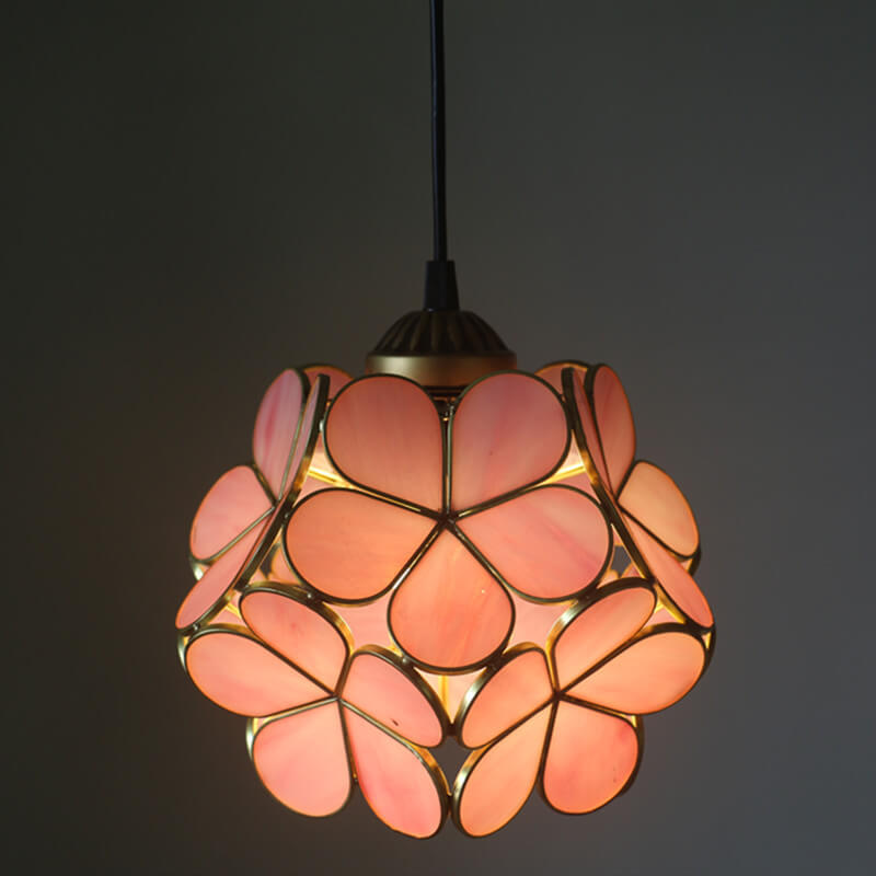 Vintage Stained Glass Petal 1-Light Pendant Light