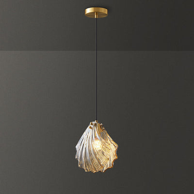 Modern Luxury Glass Shell Brass 1-Light Pendant Light