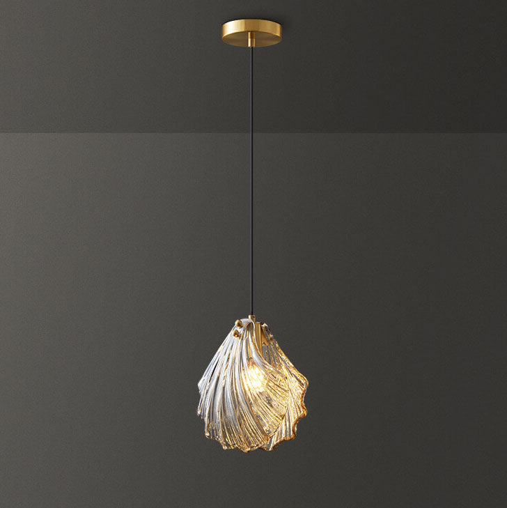 Modern Luxury Glass Shell Brass 1-Light Pendant Light