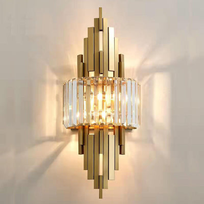 Modern Luxury Crystal Columnar 2-Light Wall Sconce Lamp