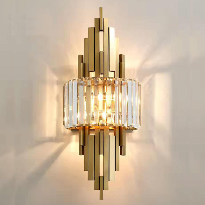 Modern Luxury Crystal Columnar 2-Light Wall Sconce Lamp