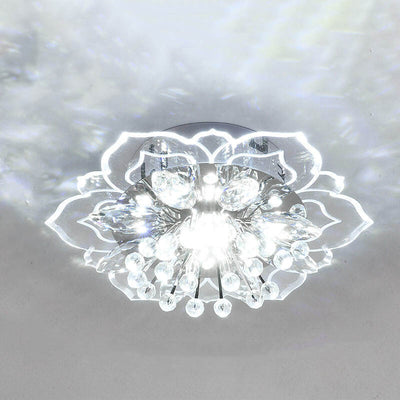 Modern Crystal Flower Shape LED Flush Mount Ceiling Light