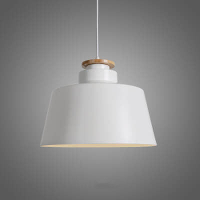 Nordic Minimalist Metal Solid Wood 1-Light Dome Pendant Light