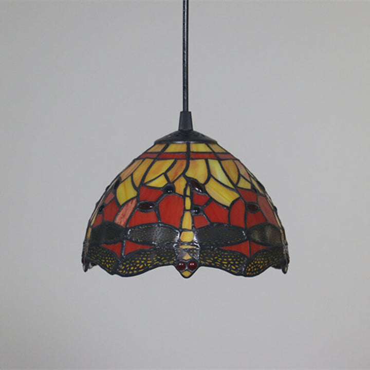 Europäische Tiffany Libelle Buntglas 1-Licht Pendelleuchte 