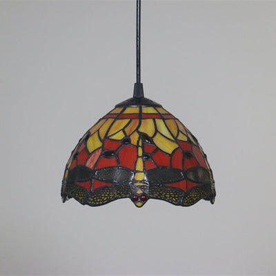 European Tiffany Dragonfly Stained Glass 1-Light Pendant Light