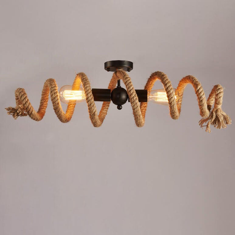 Vintage Weaving Rope Spiral Wave  2-Light Chandelier