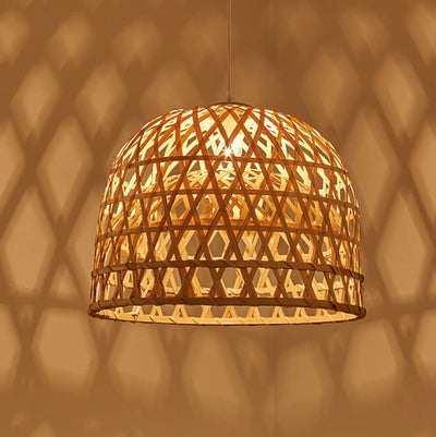 Modern Bamboo Weaving Dome Shape 1-Light Pendant Light