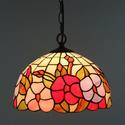 Tiffany European Stained Glass Dome 1-Light Pendant Light