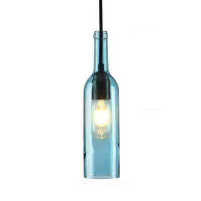 Antique Glass Wine Bottle 1-Light Pendant Light