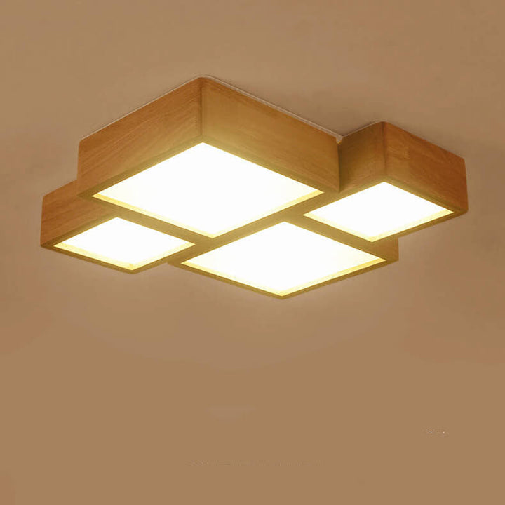 Luz de techo empotrada LED cuadrada de madera maciza nórdica 