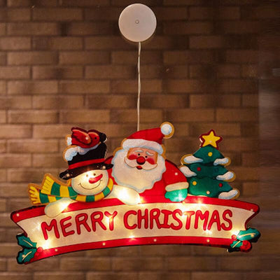 Décoration de fenêtre à ventouse avec lumières de Noël à l'extérieur, guirlandes lumineuses d'ambiance pour les fêtes 