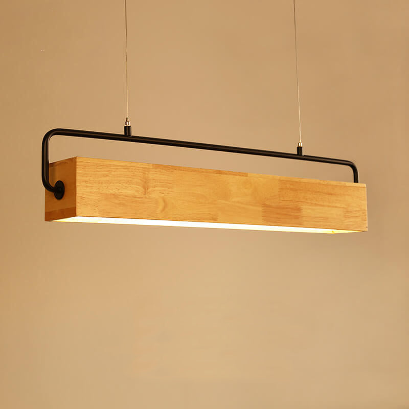 Nordic Minimalist Solid Wood Rectangular LED Chandelier