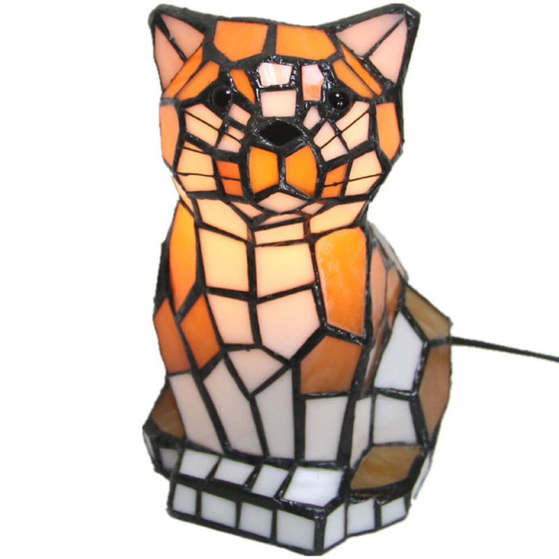 Tiffany Creative Chats /Chiens en Vitrail Lampe de Table Veilleuse 1 Lumière 