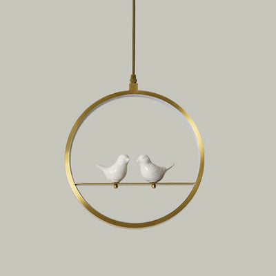 Nordische kreative Vogel-Goldkupfer-Ring-LED-Pendelleuchte 