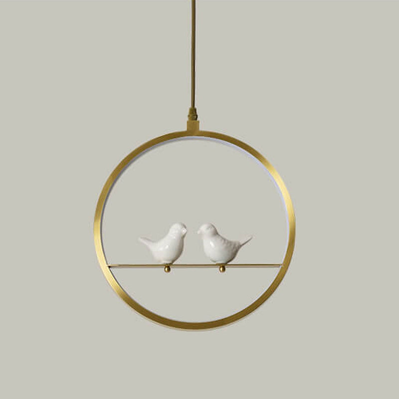 Nordic Creative Bird Gold Copper Ring LED Pendant Light
