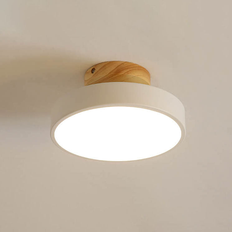 Nordic Wood  Round Acrylic LED Semi-Flush Mount Ceiling Light