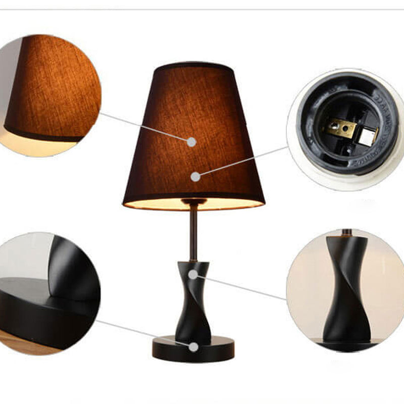 Modern Minimalist Solid Wood Fabric 1-Light Table Lamp