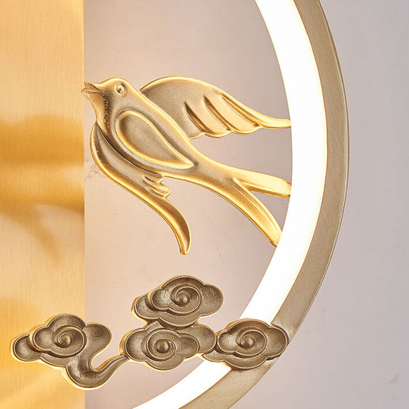 Retro Chinese Round Long Ring LED Wall Sconce Lamp