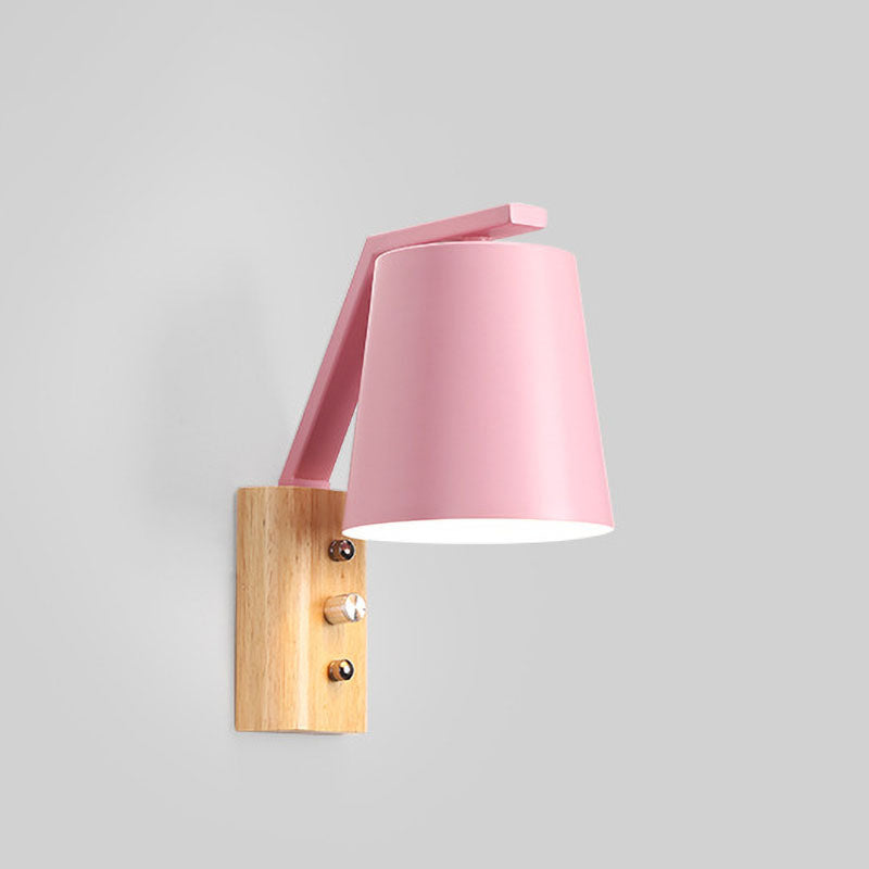 Nordic Modern Solid Wood Zylindrische 1-Licht Wandleuchte 