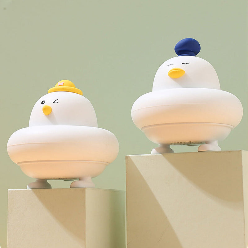 Lampe de table LED drôle en silicone Petit mignon poulet Pat veilleuse 