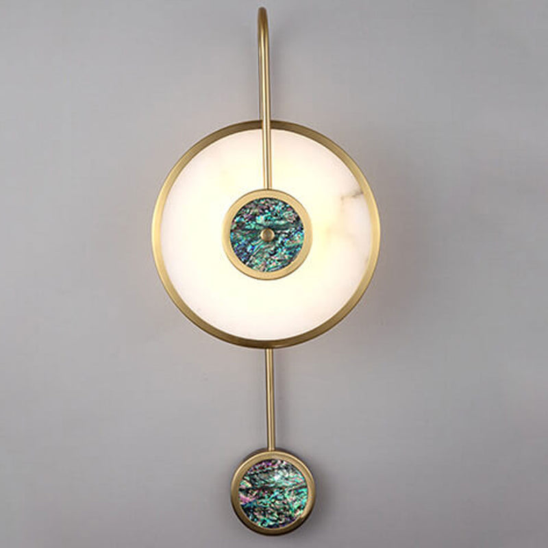 Modern Luxury Marble Round Shell Curved Arm LED Wall Sconce Lamp