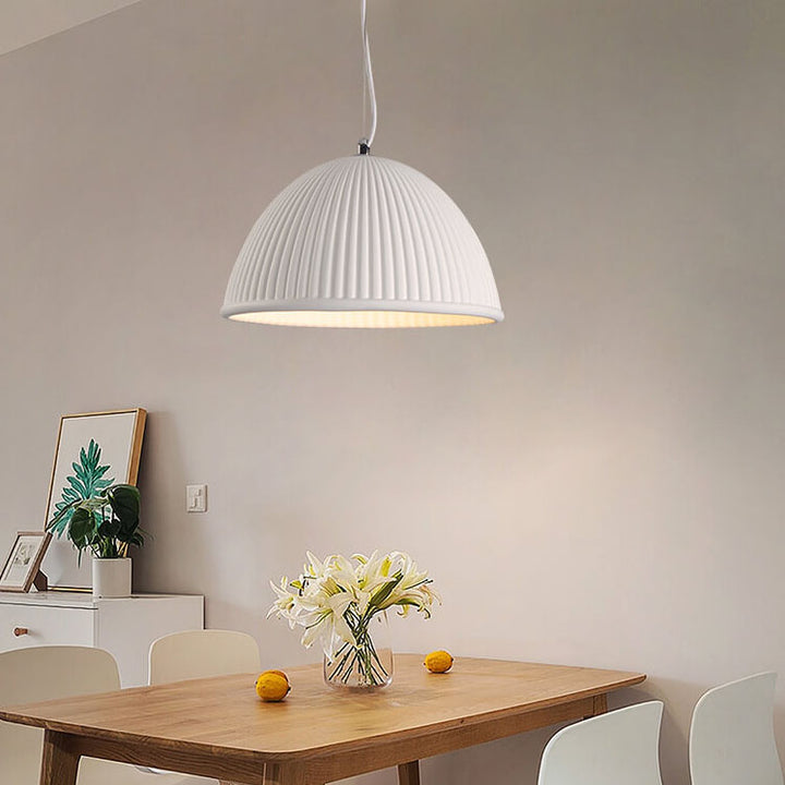 Luminaire suspendu en forme de dôme à 1 lumière en résine nervurée industrielle 