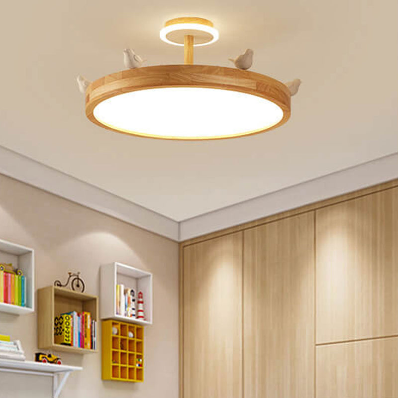 Nordic Log Crown LED Flush Mount Ceiling Light