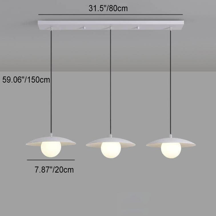 Candelabro de isla de 3 luces de hierro y vidrio blanco puro minimalista moderno 