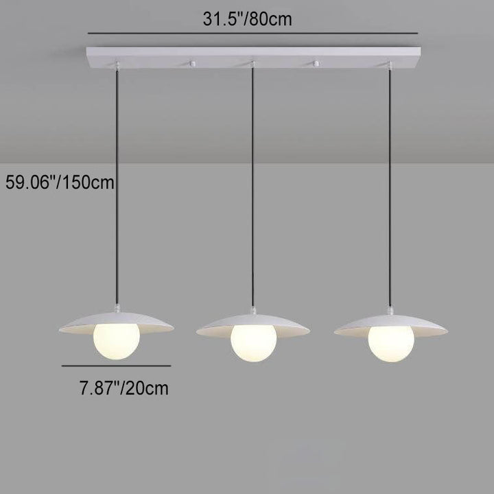 Lustre moderne et minimaliste à 3 lumières en fer et verre blanc pur 