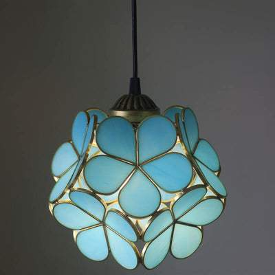 Vintage Stained Glass Petal 1-Light Pendant Light