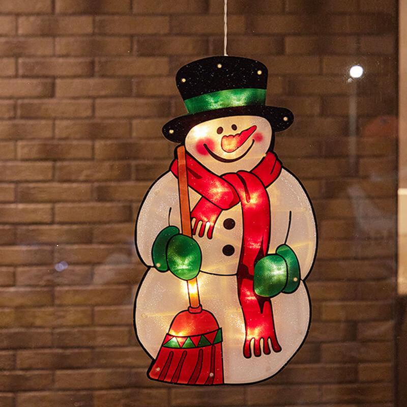 Décoration de fenêtre à ventouse avec lumières de Noël à l&