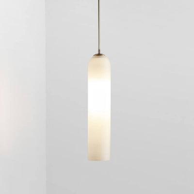 Minimalistische 1-flammige LED-Pendelleuchte aus röhrenförmigem Glas 