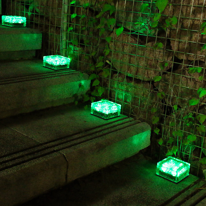 Solar-LED-Eisziegel Wasserdichtes Glas Bodenlicht Gartenlicht 