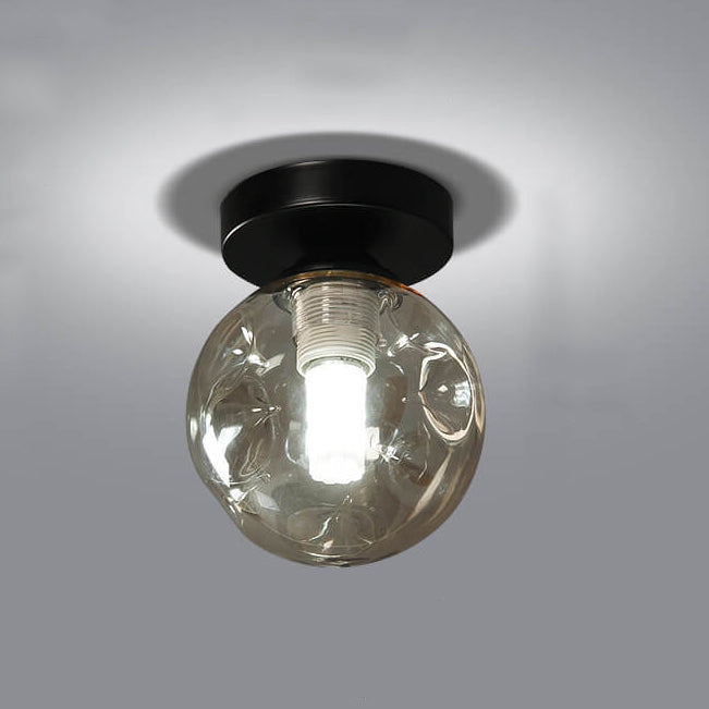 Nordic Glass Orb 1-Light LED Semi-Flush Mount Ceiling Light