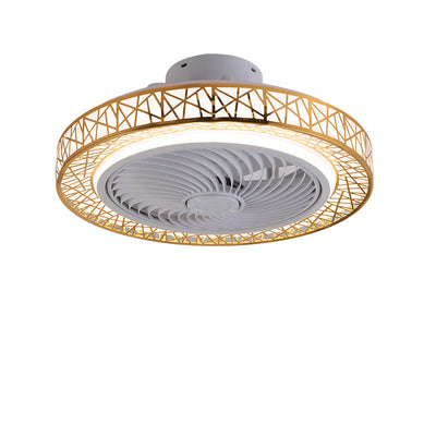 Modern Luxury Round Lace LED Flush Mount Ceiling Fan Light