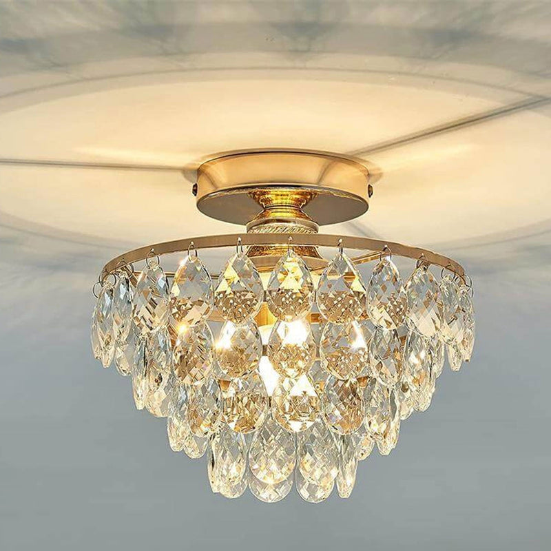 Vintage Luxury Crystal Tassel 1-Light Semi-Flush Mount Ceiling Light