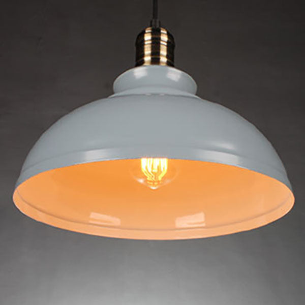 Lustre Suspendu à 1 Lumière avec Abat-jour Rond en Fer de Style Industriel 