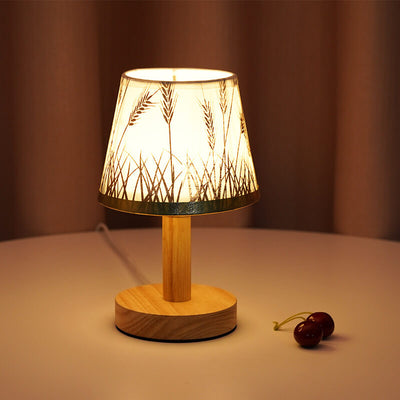 Vintage Linen Drum Shade 1-Light LED Table Lamp
