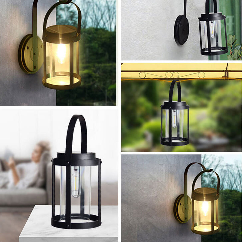 Solar ABS Cylindrical Lampshade Waterproof LED Portable and Hangable Outdoor Light