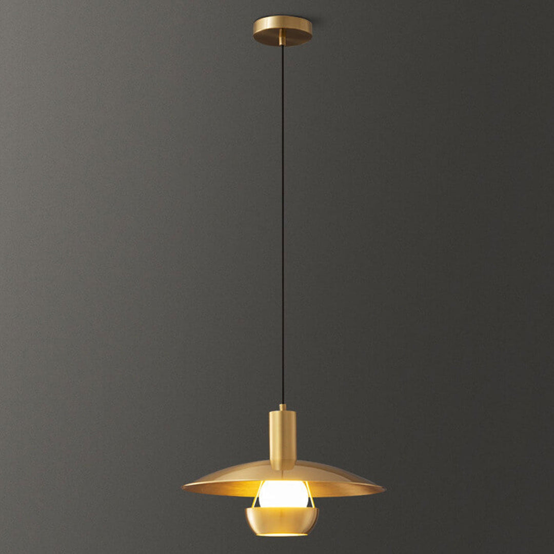 Modern Minimalist All Copper Flying Saucer Design 1-Light Pendant Light For Living Room &amp; Dining Room