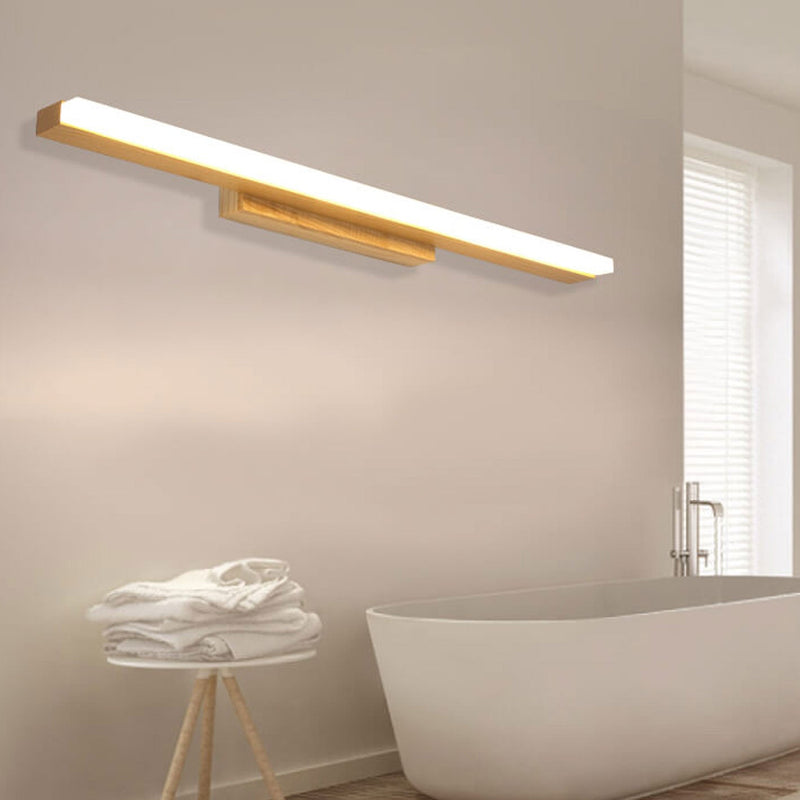 Nordic Minimalist Log Strip Vanity Light LED Wall Sconce Lamp