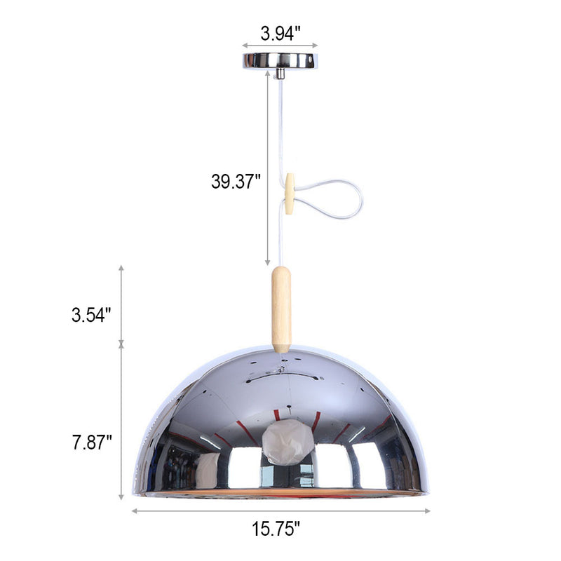 Nordic Simple Iron Dome Wood 1-Light Pendelleuchte
