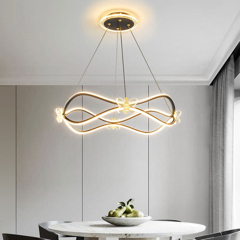 Modern Minimalist Wave Iron 3/4-Light LED Island Light Chandelier