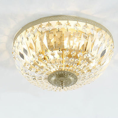 Vintage Round Crystal 4/6 Light Flush Mount Ceiling Light