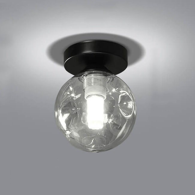 Nordic Glass Orb 1-Light LED Semi-Flush Mount Ceiling Light
