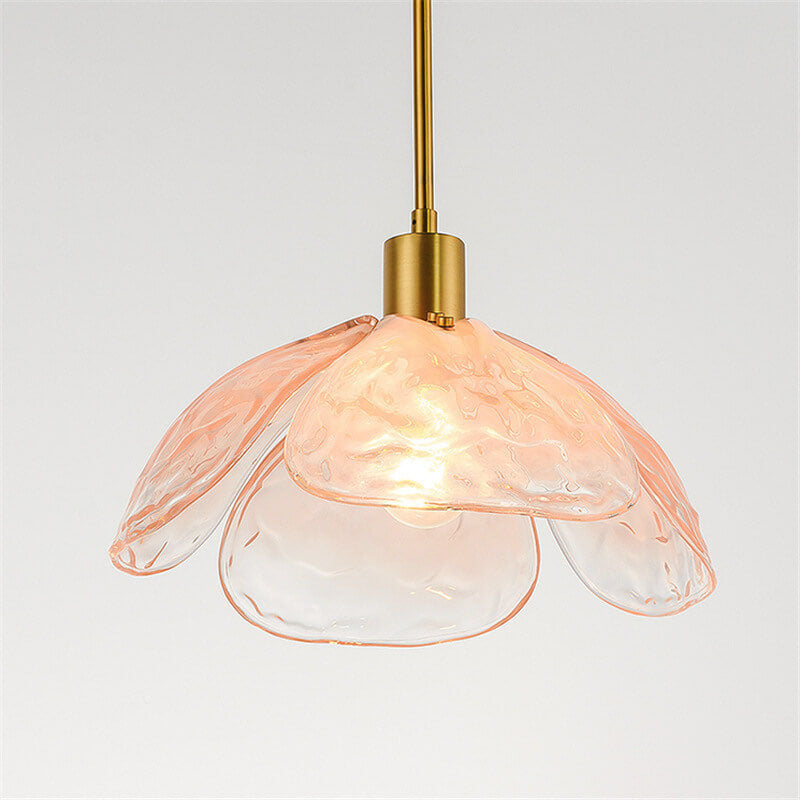 Moderne minimalistische 1-flammige Pendelleuchte aus Eisen und Glas in Blumenform mit Blütenblatt-Design für das Wohnzimmer 