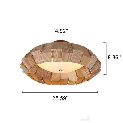 Modern Wooden Southeast Asian Style LED Flush Mount Light